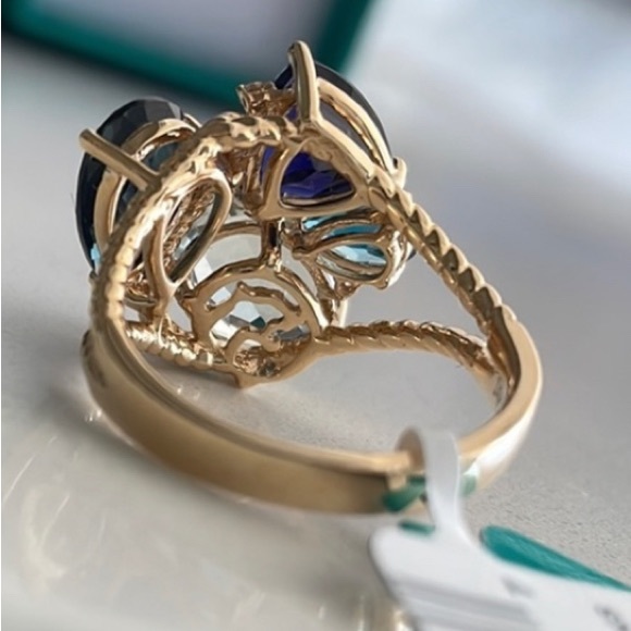 Classy Unique EFFY 6.75tcw Diamond & Topaz Amethyst Multi-Gemstone 14k Gold Ring - Picture 6 of 8